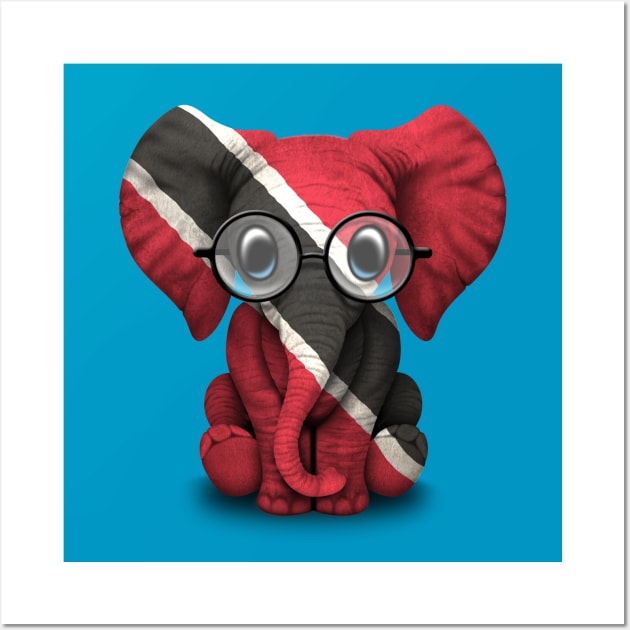 Baby Elephant with Glasses and Trinidadian Flag Wall Art by jeffbartels